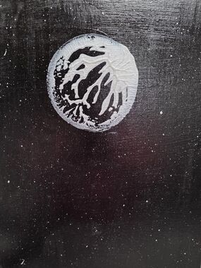 Painting Abstract Moon Art Print in White and Black